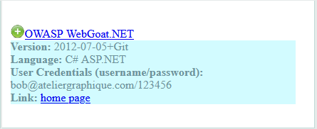 OWASP WebGoat.NET Home