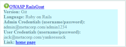 RailsGoat Landing Page