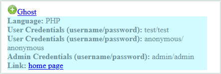 Ghost Application Login