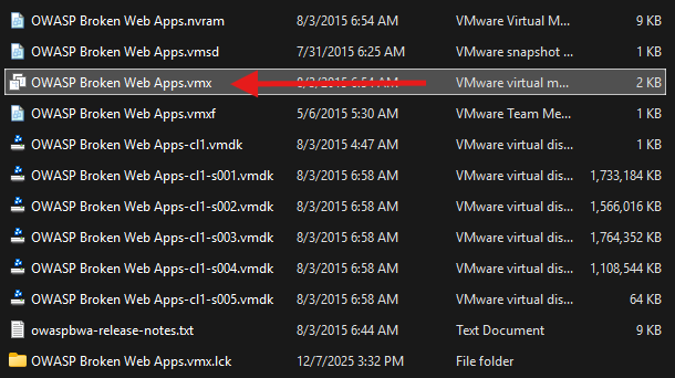 vmx file after extraction